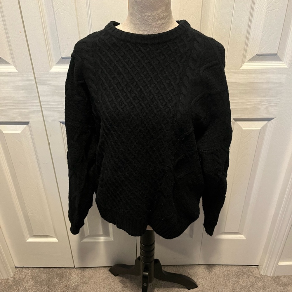 Sunday Best size S Wool Blend Blue Cable Knit Sweater Oversized